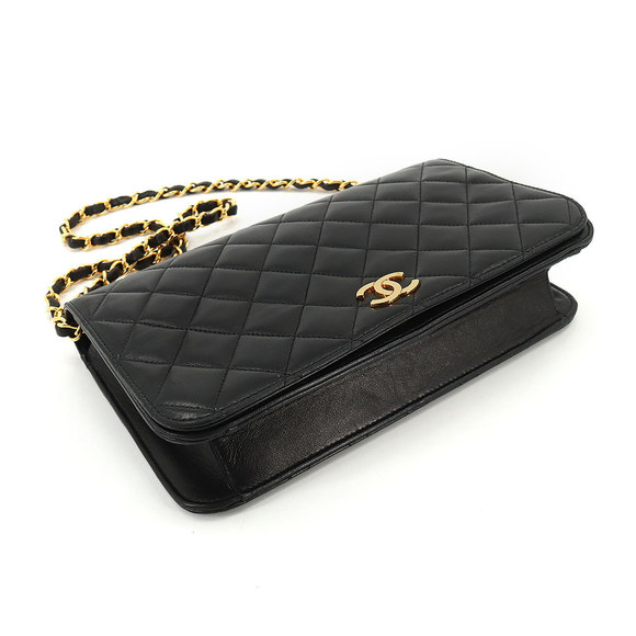 Chanel Matelasse Chain Shoulder Bag Leather Black Gold Hardware Push Lock - Picture 4 of 7